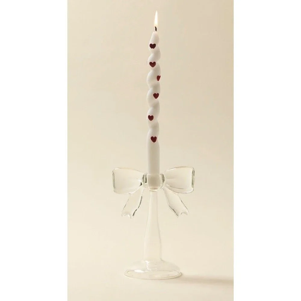 For love & Lemons UO Bow shaped Taper Glass Candle Holder | Romantic Decor | NWT